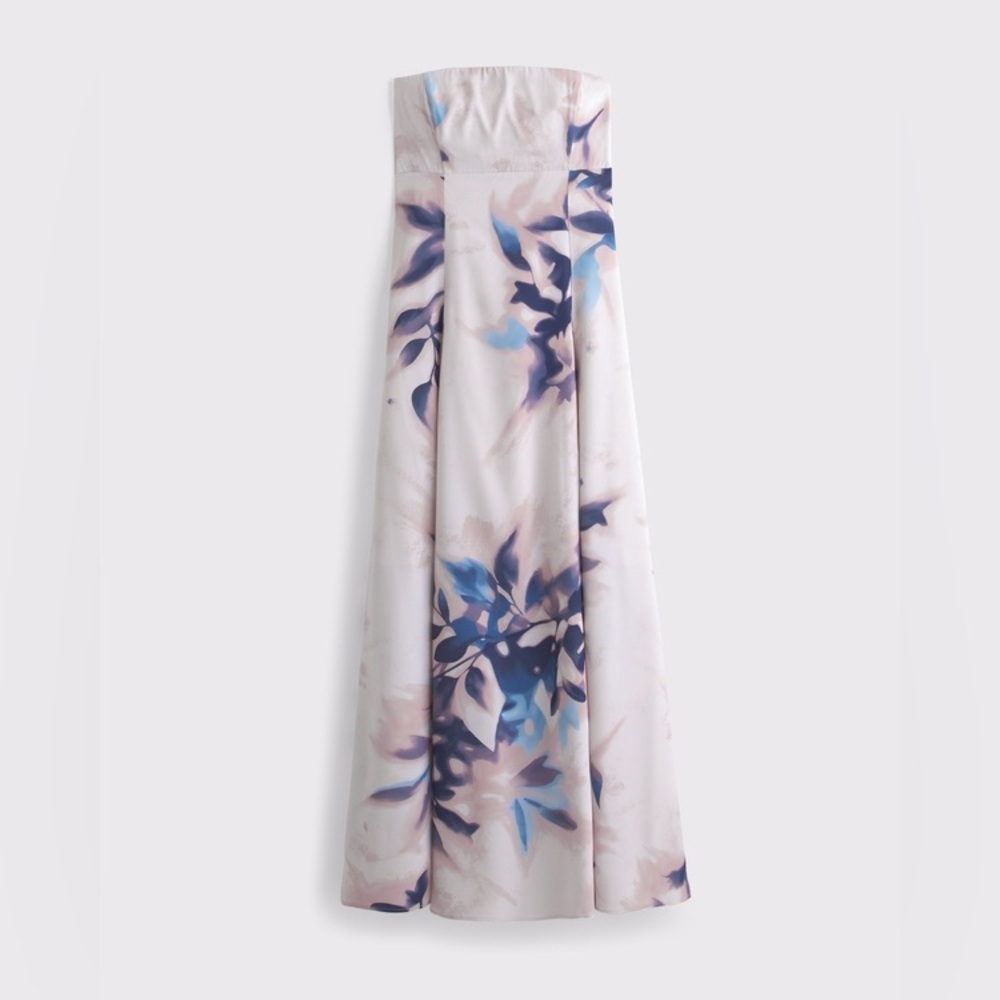 Abercrombie and Fitch Godet Clasp-Back Midi Dress Light Purple Pattern Floral LT